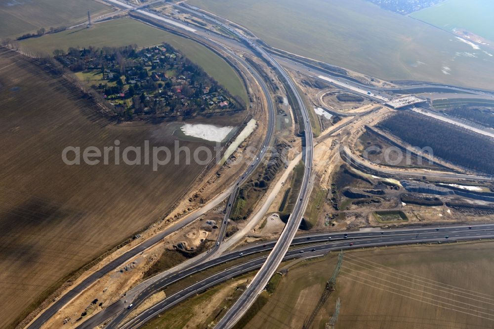 Schwanebeck from the bird's eye view: View of the construction site at the motorway junction Barnim