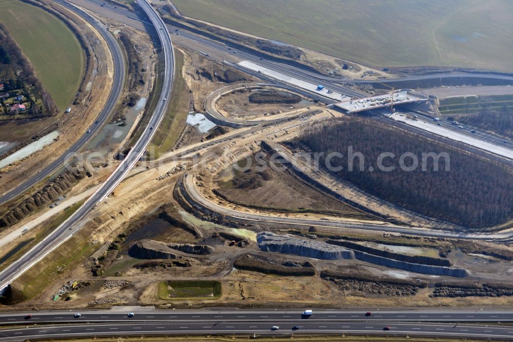 Aerial photograph Schwanebeck - View of the construction site at the motorway junction Barnim