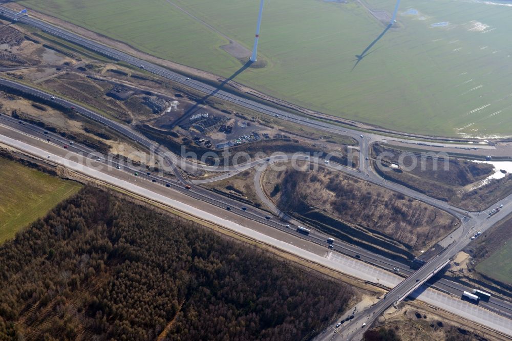 Schwanebeck from above - View of the construction site at the motorway junction Barnim