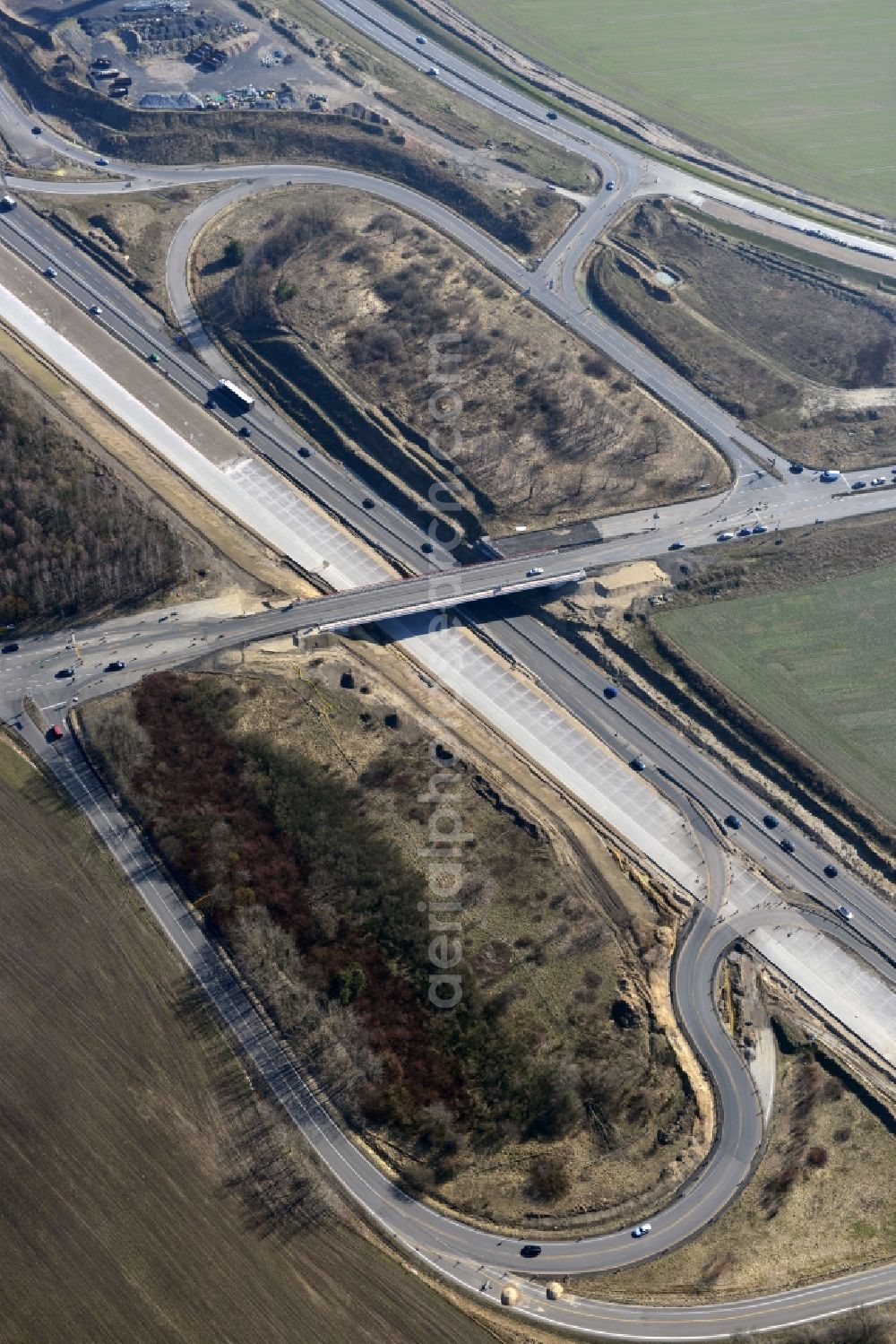 Aerial image Schwanebeck - View of the construction site at the motorway junction Barnim