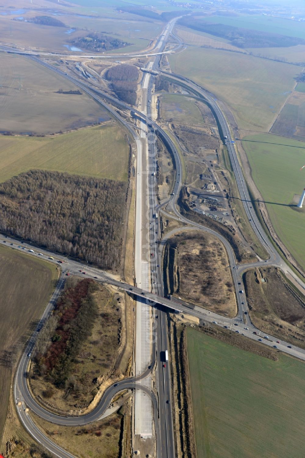 Aerial photograph Schwanebeck - View of the construction site at the motorway junction Barnim