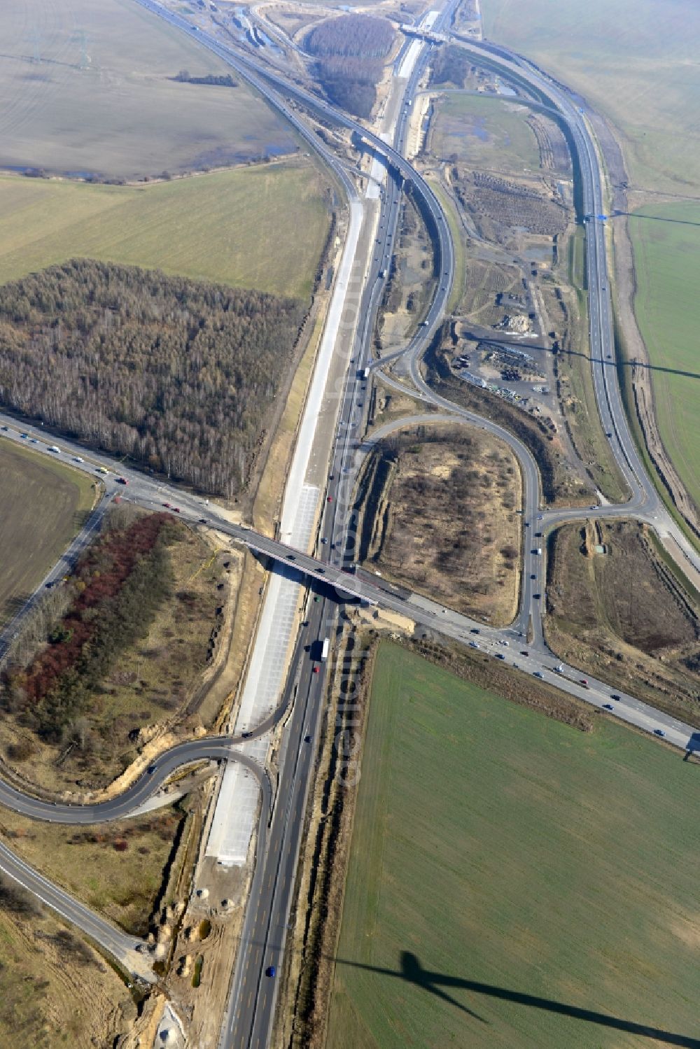 Schwanebeck from above - View of the construction site at the motorway junction Barnim