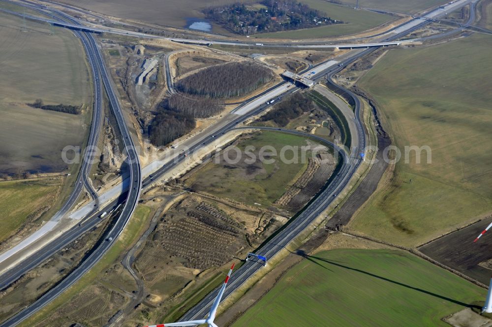 Aerial photograph Schwanebeck - View of the construction site at the motorway junction Barnim