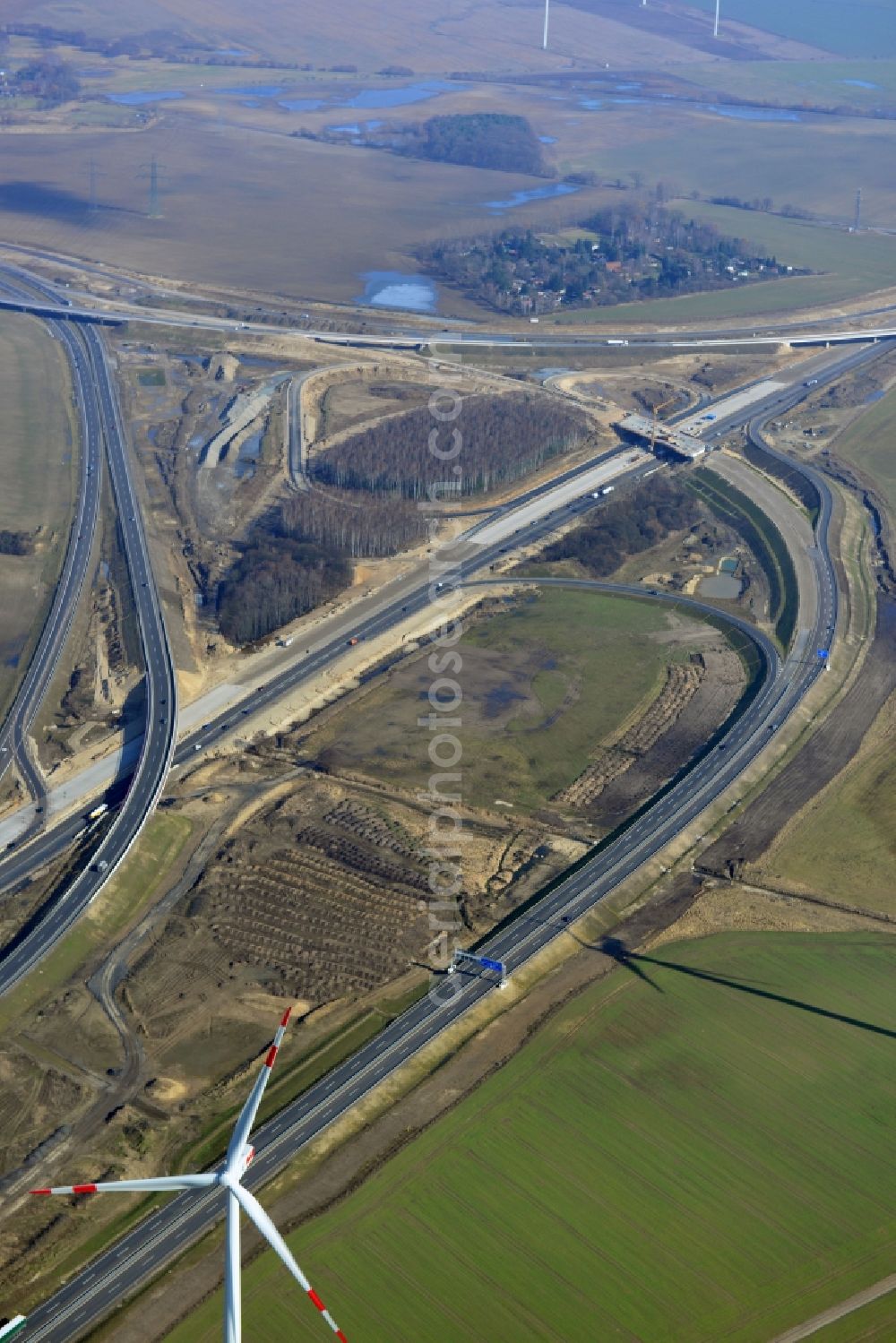 Schwanebeck from above - View of the construction site at the motorway junction Barnim