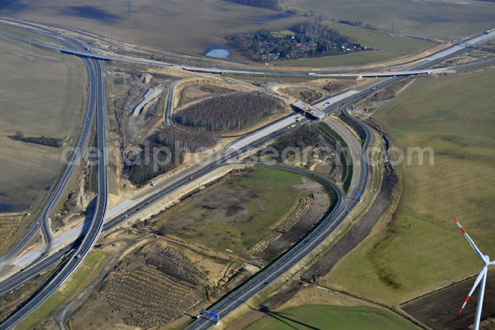 Schwanebeck from the bird's eye view: View of the construction site at the motorway junction Barnim