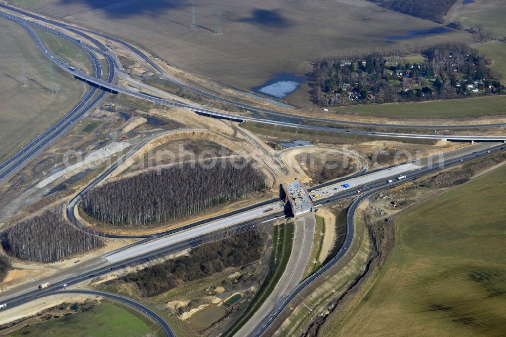 Aerial photograph Schwanebeck - View of the construction site at the motorway junction Barnim