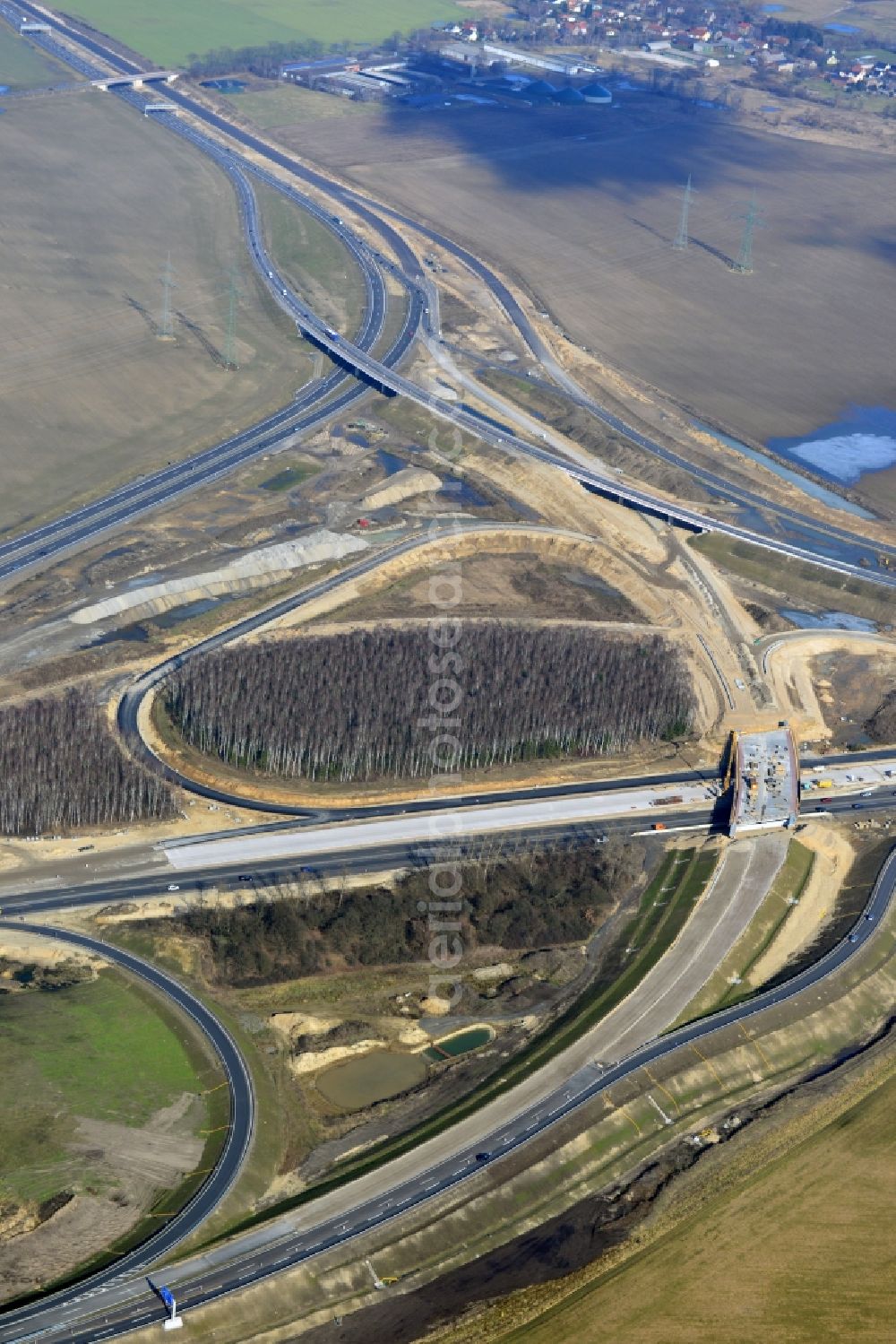 Schwanebeck from above - View of the construction site at the motorway junction Barnim