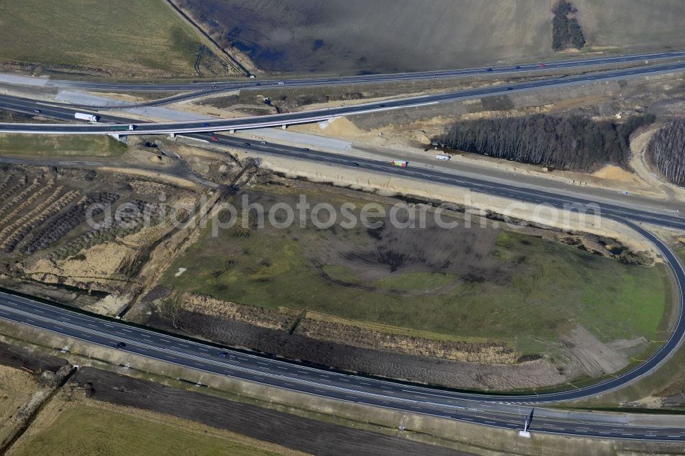 Schwanebeck from the bird's eye view: View of the construction site at the motorway junction Barnim