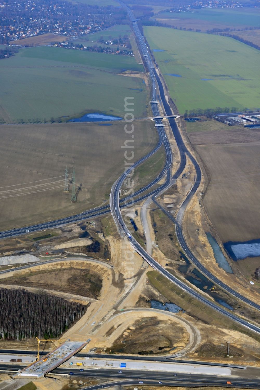 Aerial photograph Schwanebeck - View of the construction site at the motorway junction Barnim