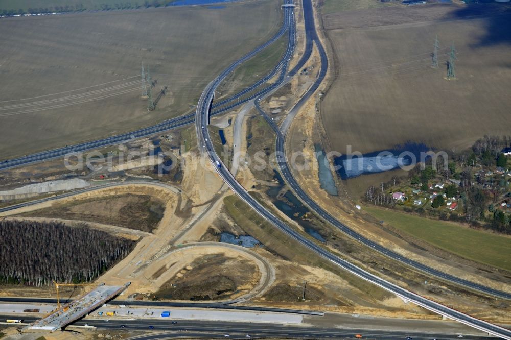 Schwanebeck from above - View of the construction site at the motorway junction Barnim