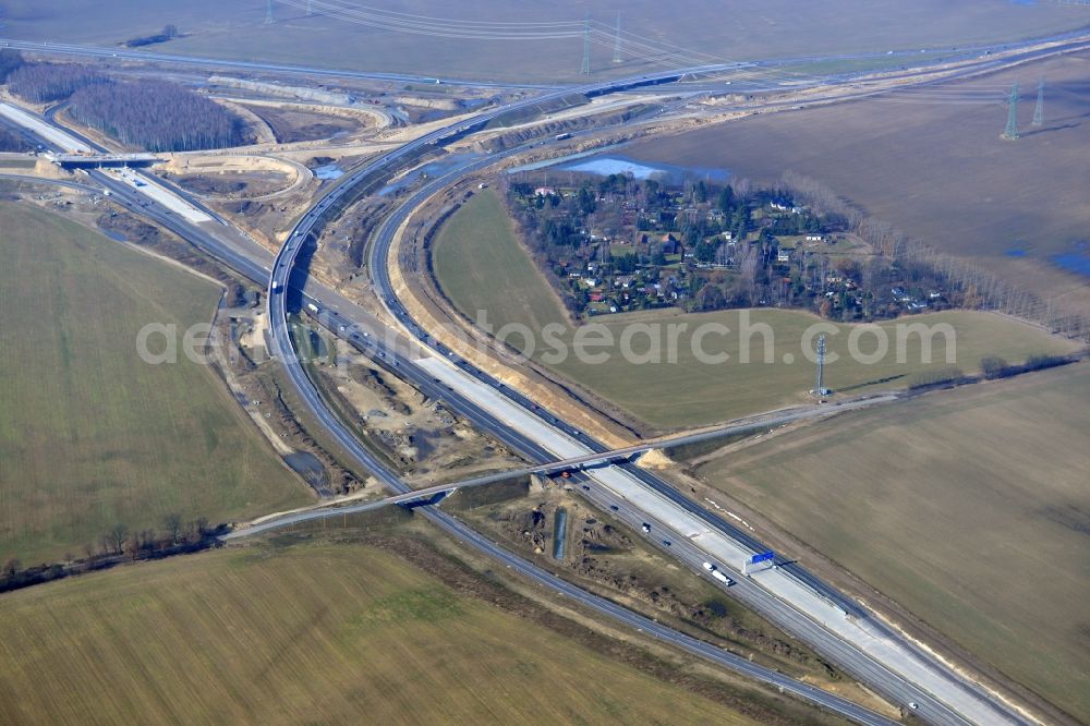 Aerial image Schwanebeck - View of the construction site at the motorway junction Barnim