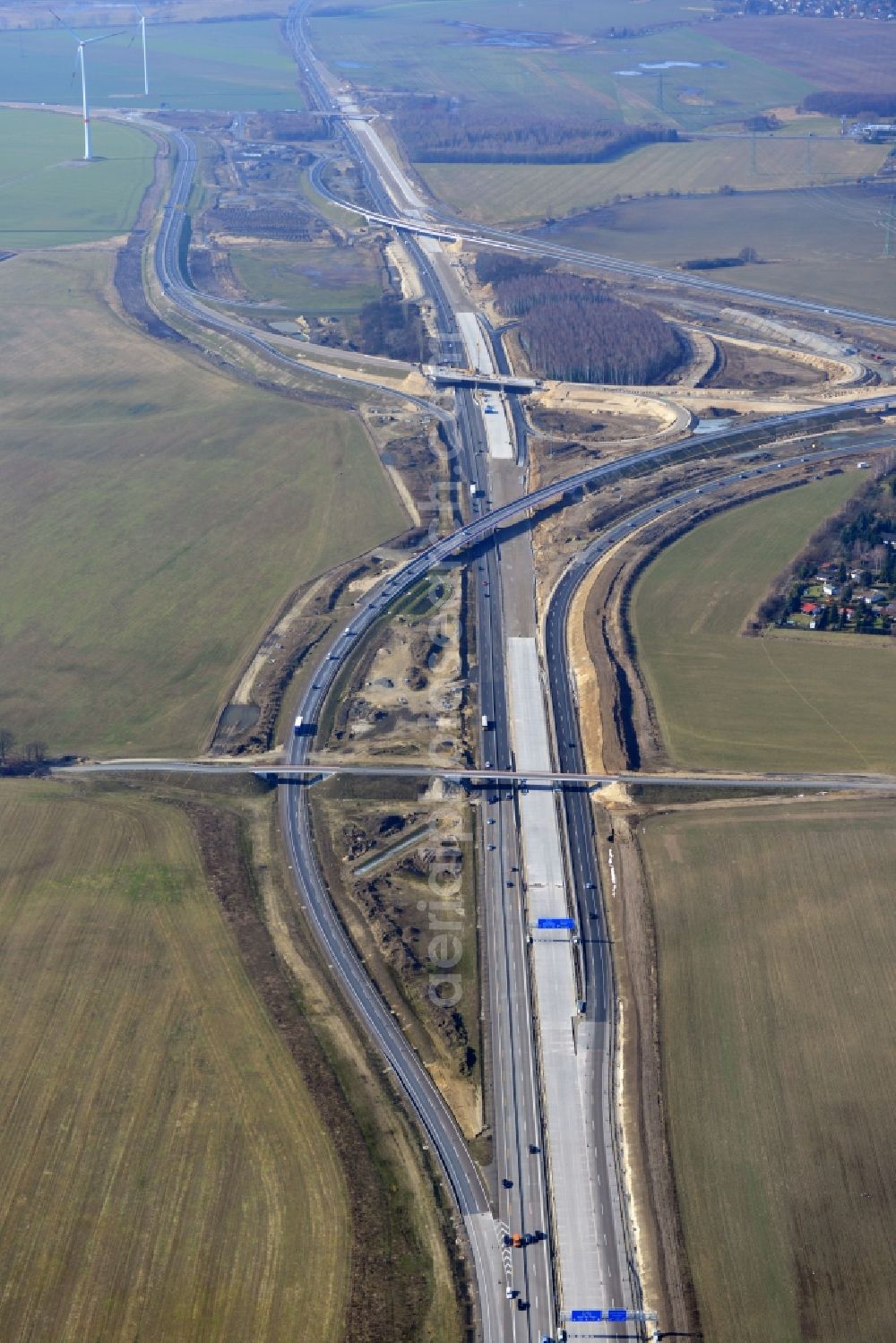 Aerial photograph Schwanebeck - View of the construction site at the motorway junction Barnim