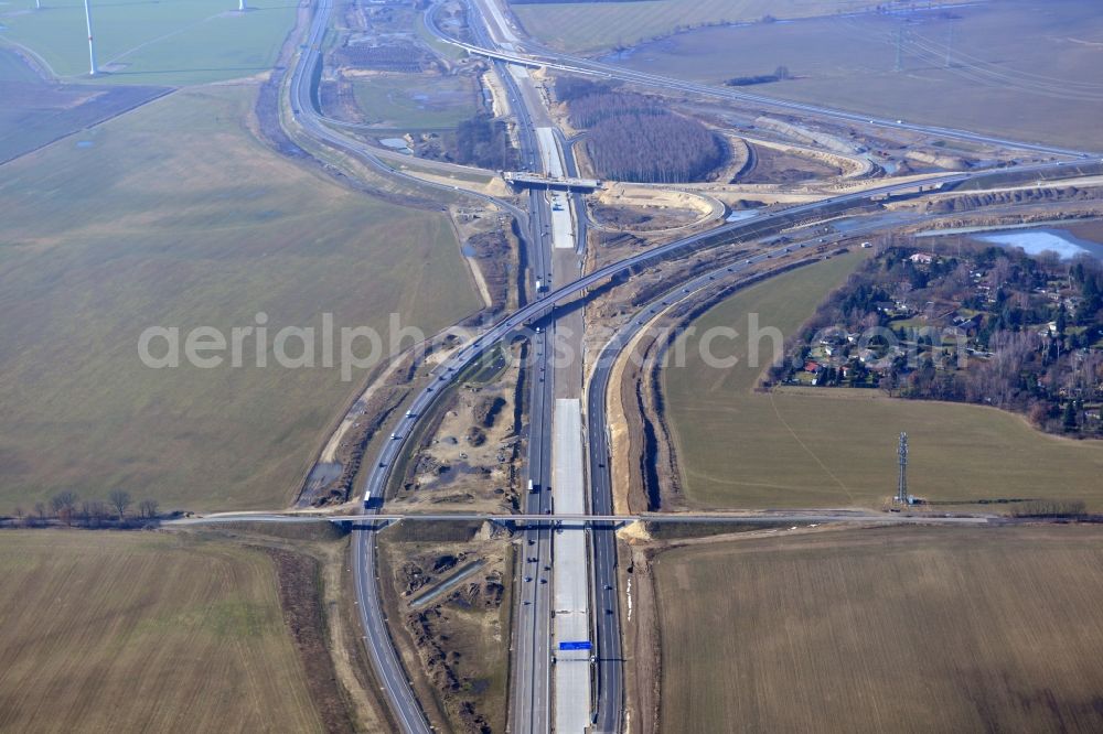 Schwanebeck from above - View of the construction site at the motorway junction Barnim