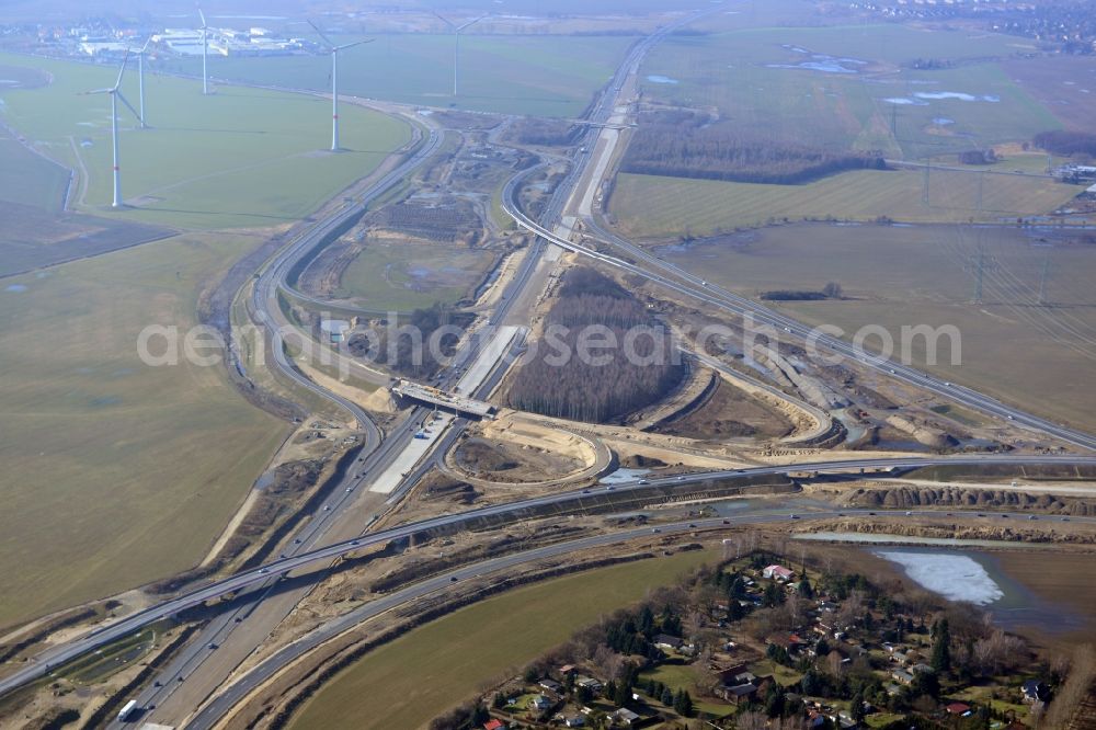 Aerial image Schwanebeck - View of the construction site at the motorway junction Barnim