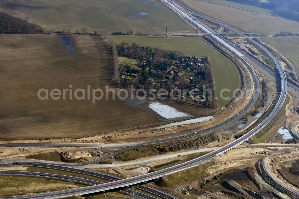 Aerial image Schwanebeck - View of the construction site at the motorway junction Barnim