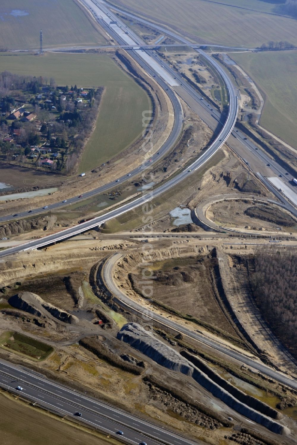 Aerial photograph Schwanebeck - View of the construction site at the motorway junction Barnim