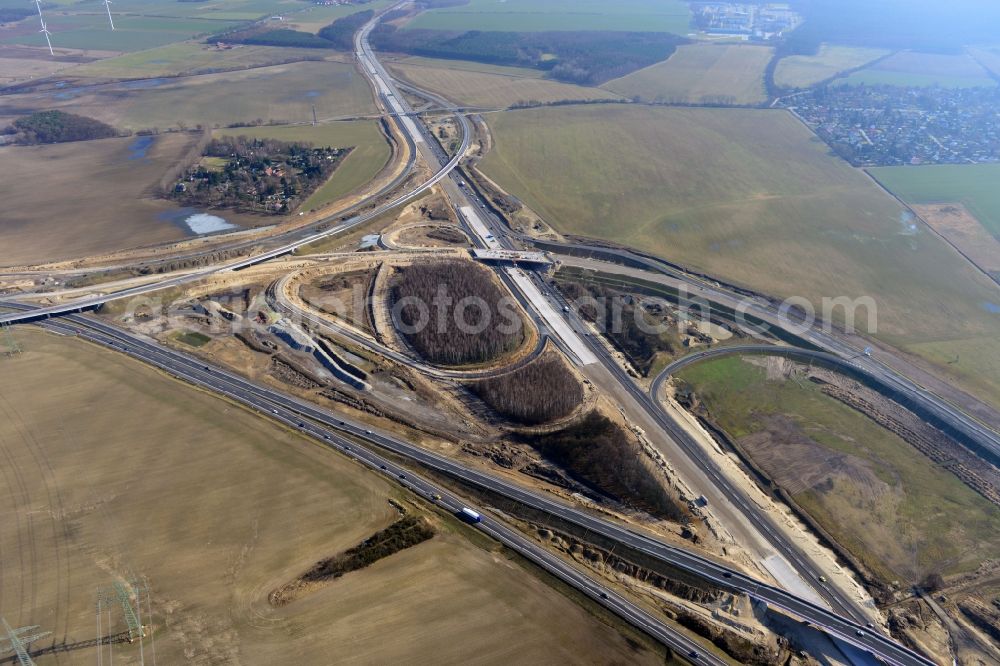 Schwanebeck from above - View of the construction site at the motorway junction Barnim