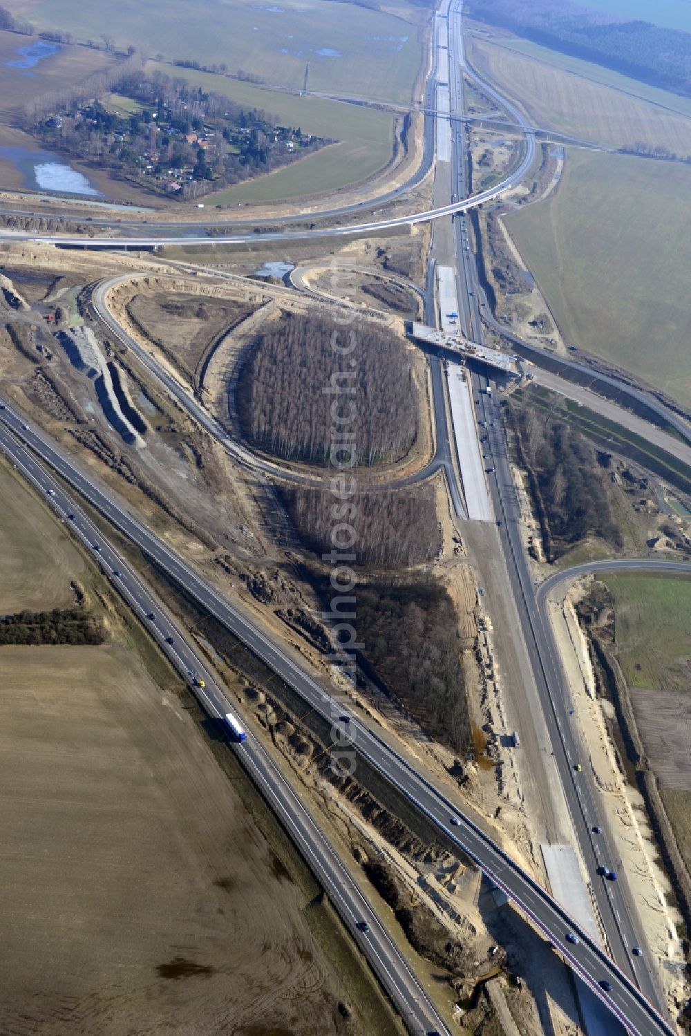 Schwanebeck from the bird's eye view: View of the construction site at the motorway junction Barnim