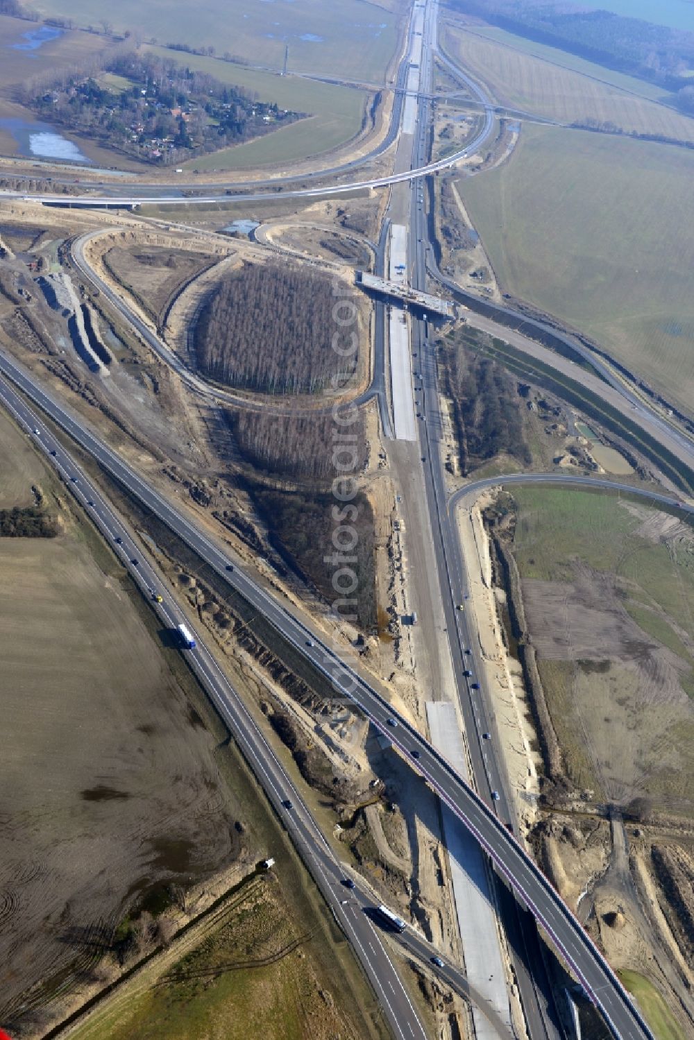 Aerial image Schwanebeck - View of the construction site at the motorway junction Barnim