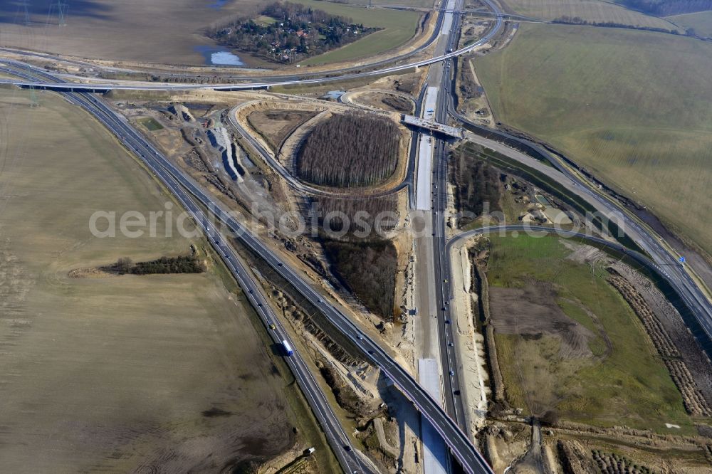 Aerial photograph Schwanebeck - View of the construction site at the motorway junction Barnim