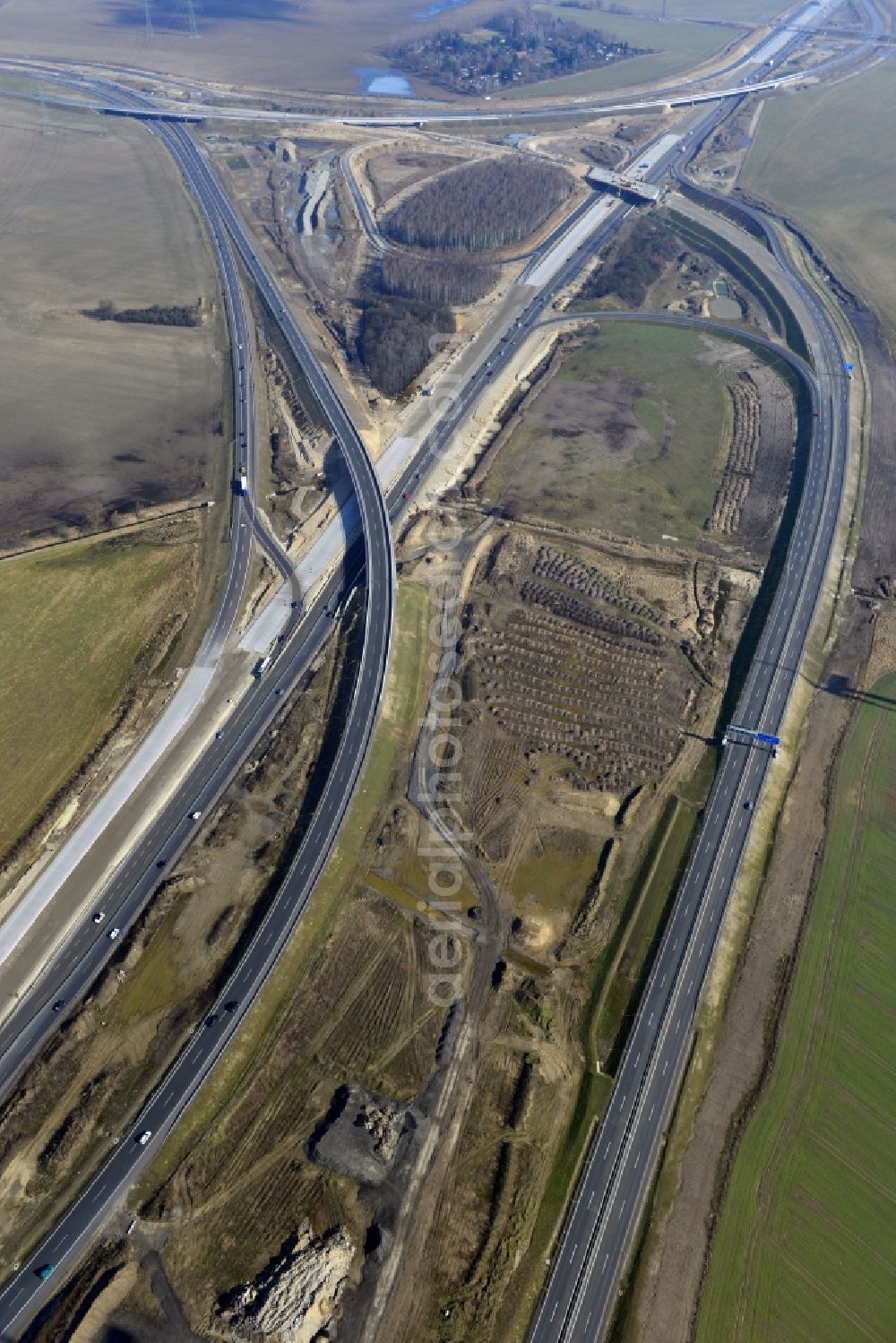 Schwanebeck from above - View of the construction site at the motorway junction Barnim