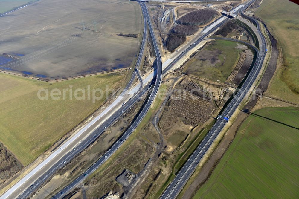 Schwanebeck from the bird's eye view: View of the construction site at the motorway junction Barnim