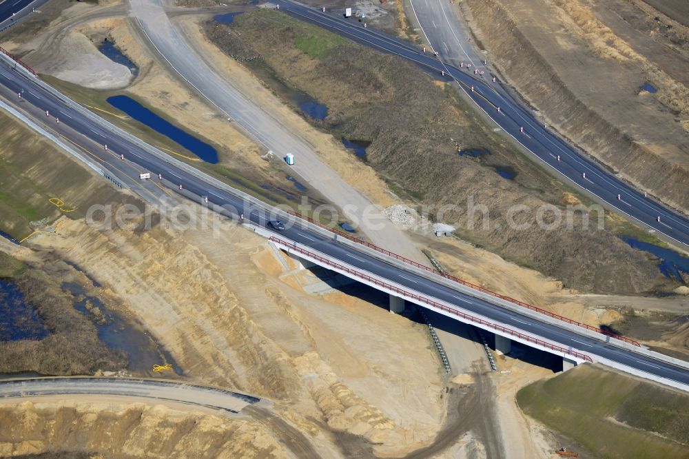 Schwanebeck from above - View of the construction site at the motorway junction Barnim