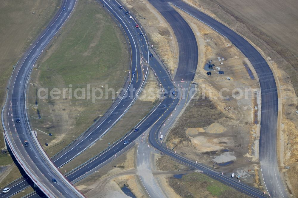 Schwanebeck from the bird's eye view: View of the construction site at the motorway junction Barnim