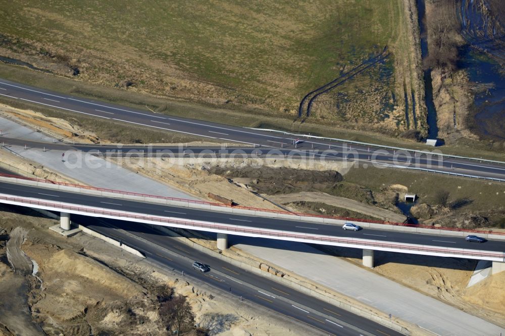 Aerial image Schwanebeck - View of the construction site at the motorway junction Barnim