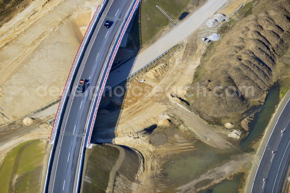 Schwanebeck from above - View of the construction site at the motorway junction Barnim