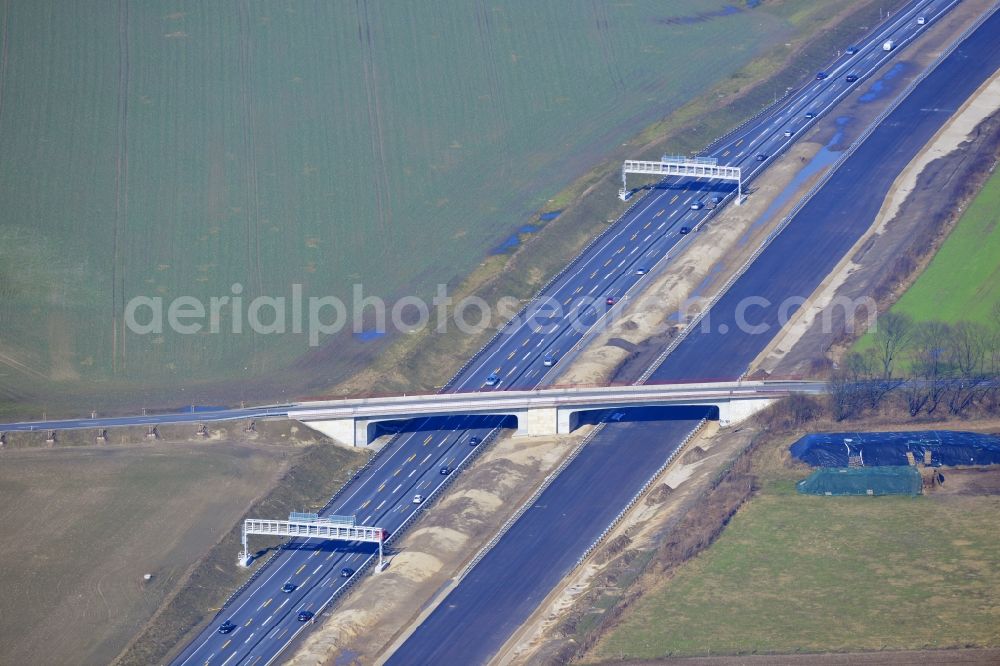 Schwanebeck from the bird's eye view: View of the construction site at the motorway junction Barnim