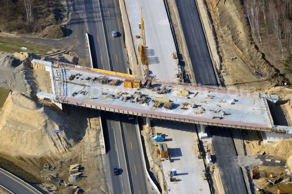 Aerial image Schwanebeck - View of the construction site at the motorway junction Barnim