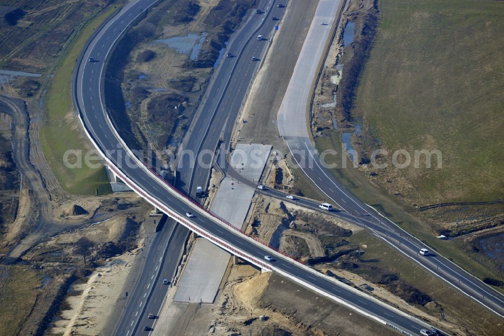 Aerial photograph Schwanebeck - View of the construction site at the motorway junction Barnim