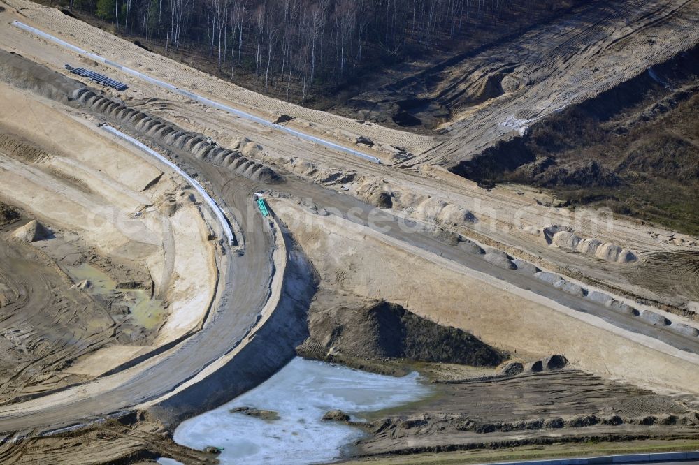 Schwanebeck from above - View of the construction site at the motorway junction Barnim