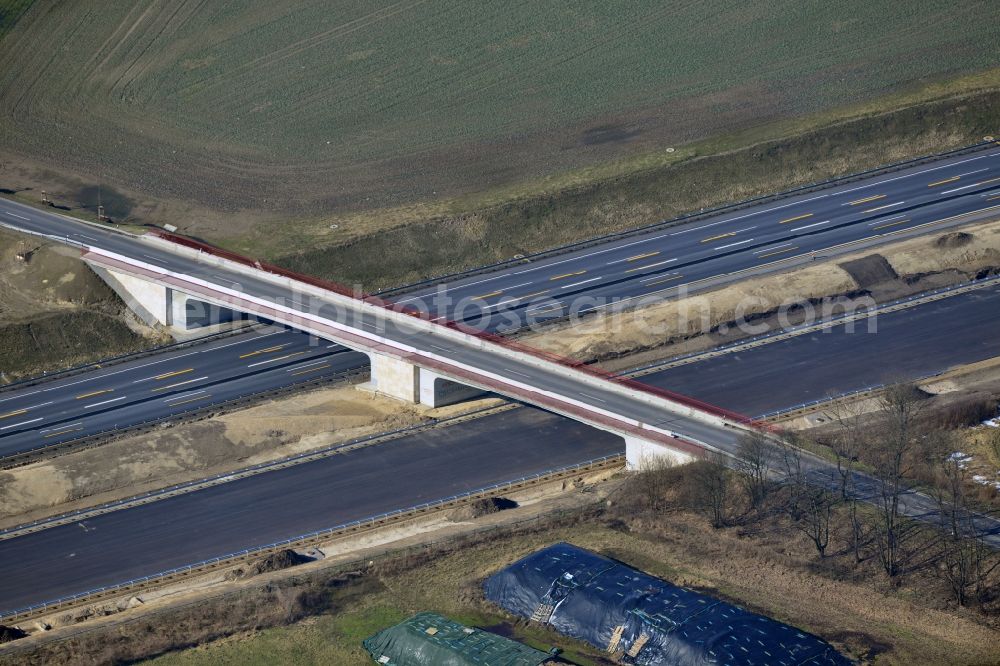 Aerial image Schwanebeck - View of the construction site at the motorway junction Barnim