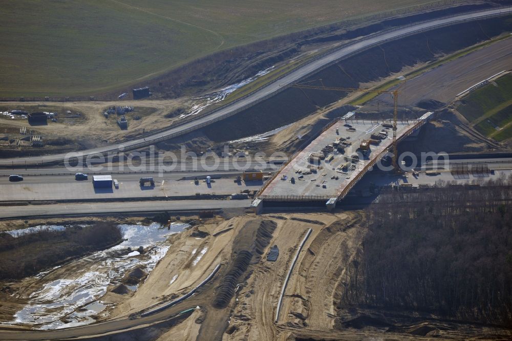 Aerial photograph Schwanebeck - View of the construction site at the motorway junction Barnim