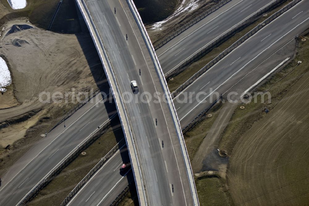 Schwanebeck from above - View of the construction site at the motorway junction Barnim