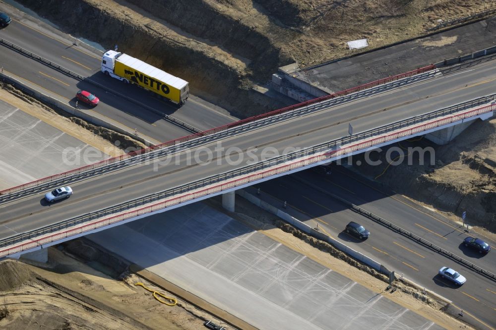 Schwanebeck from above - View of the construction site at the motorway junction Barnim