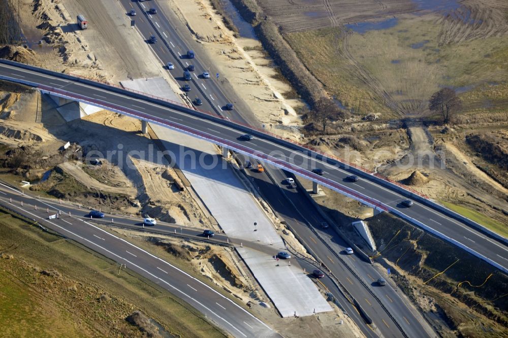 Schwanebeck from the bird's eye view: View of the construction site at the motorway junction Barnim