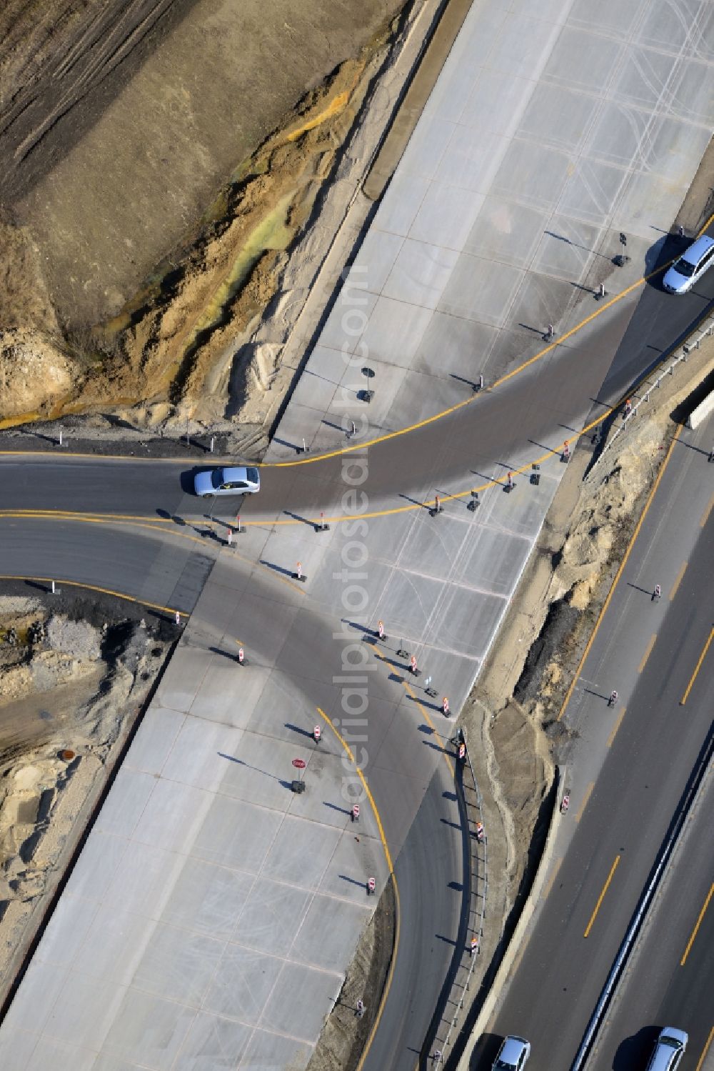 Aerial image Schwanebeck - View of the construction site at the motorway junction Barnim