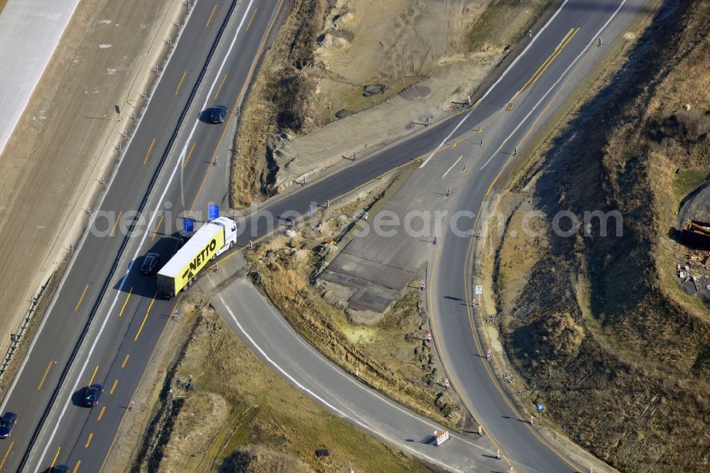 Aerial photograph Schwanebeck - View of the construction site at the motorway junction Barnim