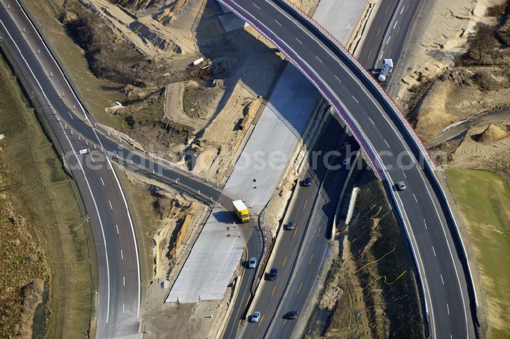 Schwanebeck from above - View of the construction site at the motorway junction Barnim