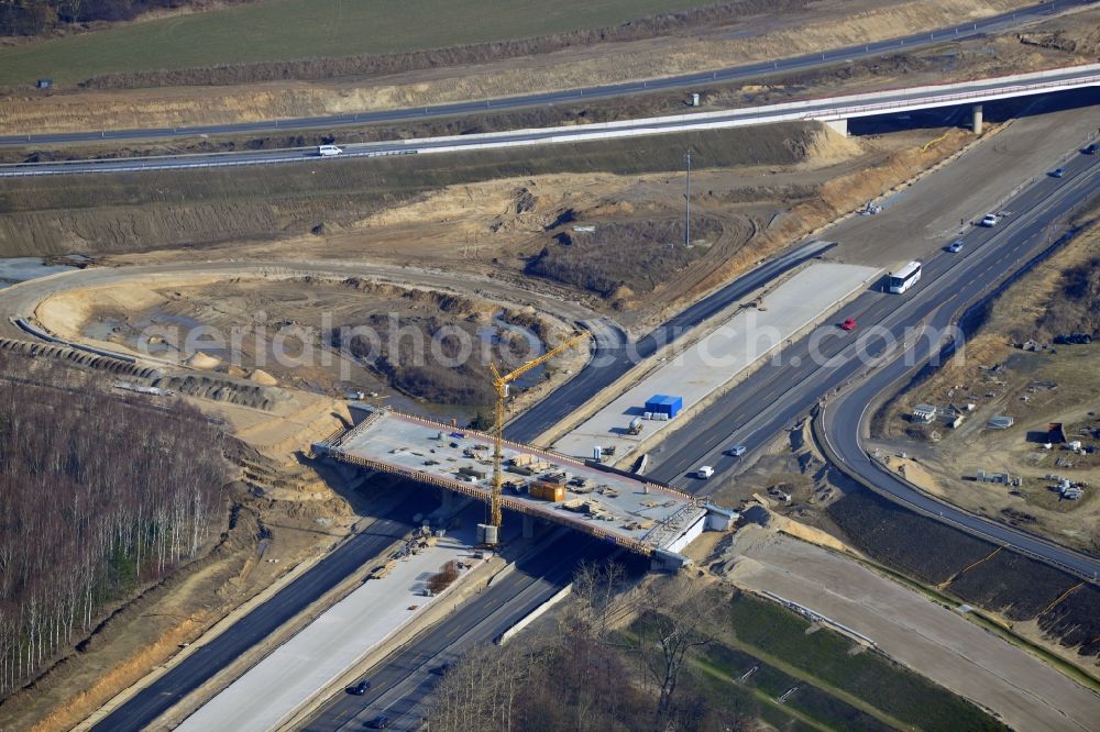 Schwanebeck from the bird's eye view: View of the construction site at the motorway junction Barnim