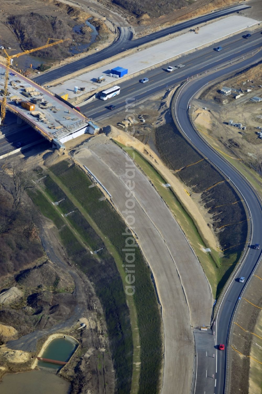 Aerial image Schwanebeck - View of the construction site at the motorway junction Barnim