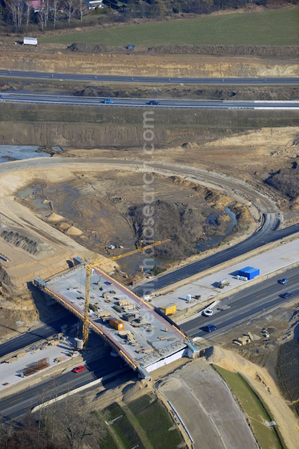 Aerial photograph Schwanebeck - View of the construction site at the motorway junction Barnim