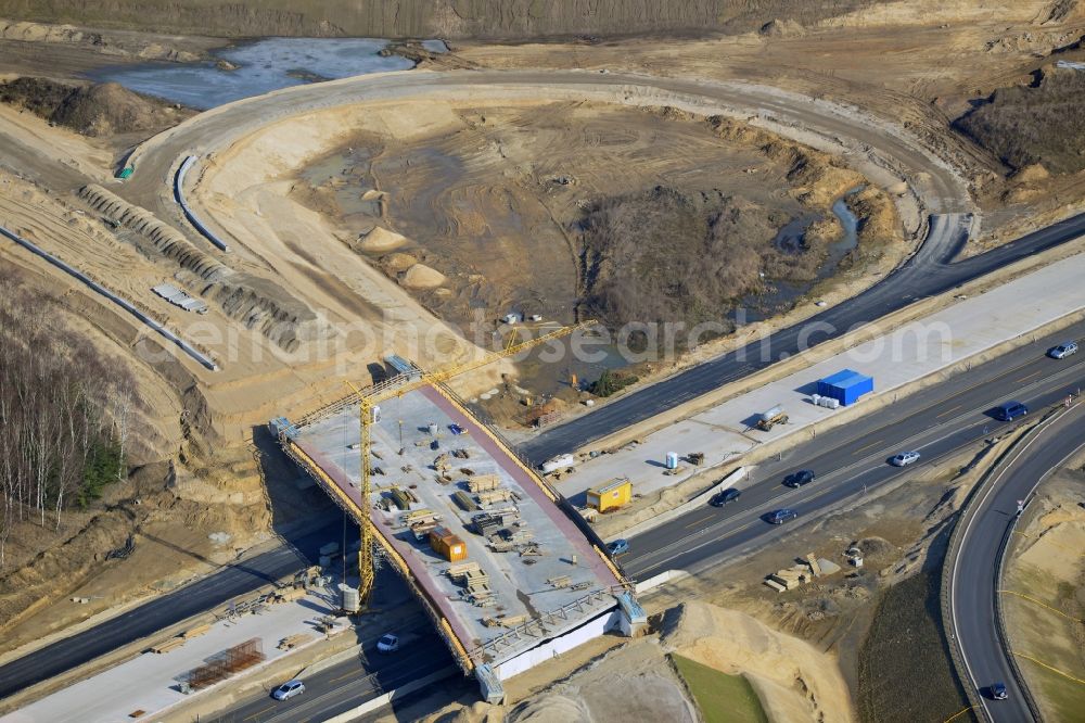 Schwanebeck from above - View of the construction site at the motorway junction Barnim