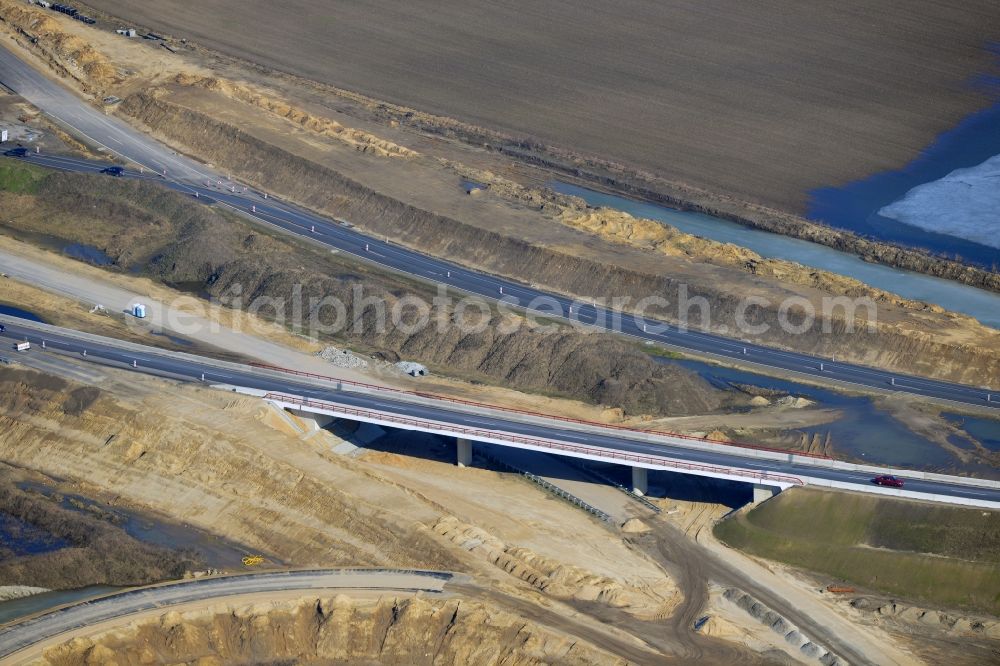 Schwanebeck from the bird's eye view: View of the construction site at the motorway junction Barnim