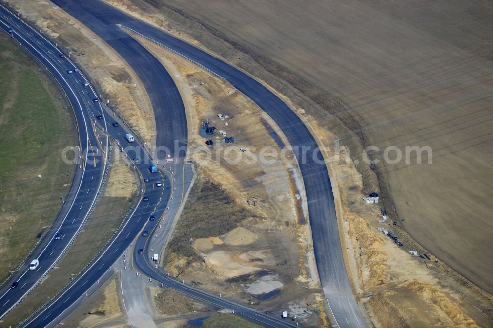 Aerial photograph Schwanebeck - View of the construction site at the motorway junction Barnim