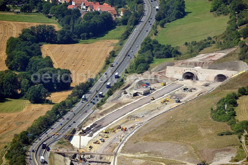 Aerial photograph Jena - View of the construction site chase mountain highway tunnel laying E40 European highway A4 at Jena in Thuringia