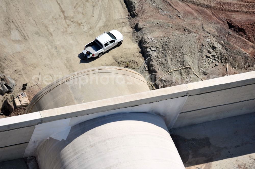 Aerial photograph Jena - View of the construction site chase mountain highway tunnel laying E40 European highway A4 at Jena in Thuringia